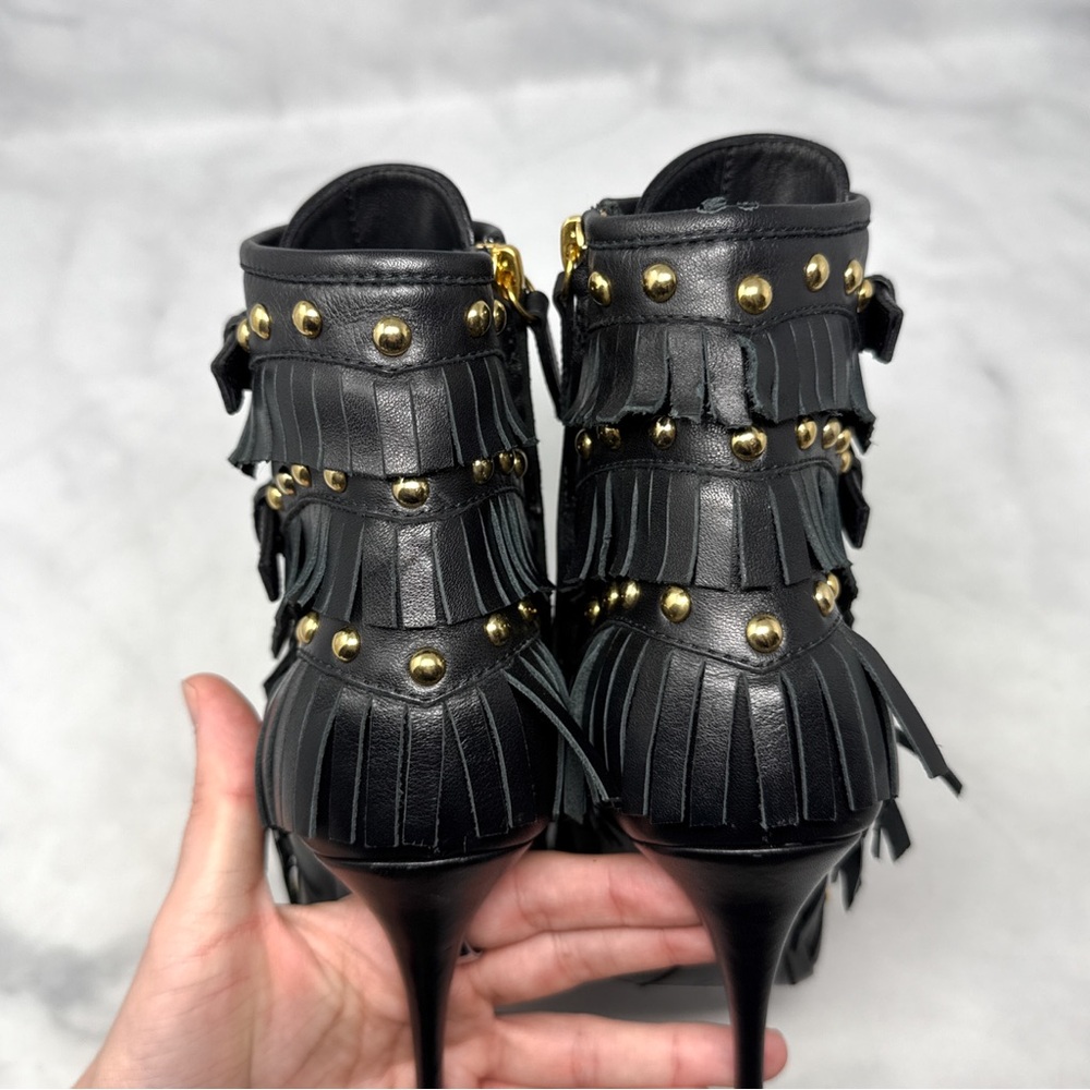 NEW Giuseppe Zanotti Yvette Jeti 110 Studded Fringe Pointed Toe Ankle Boots 38 - Picture 7 of 16